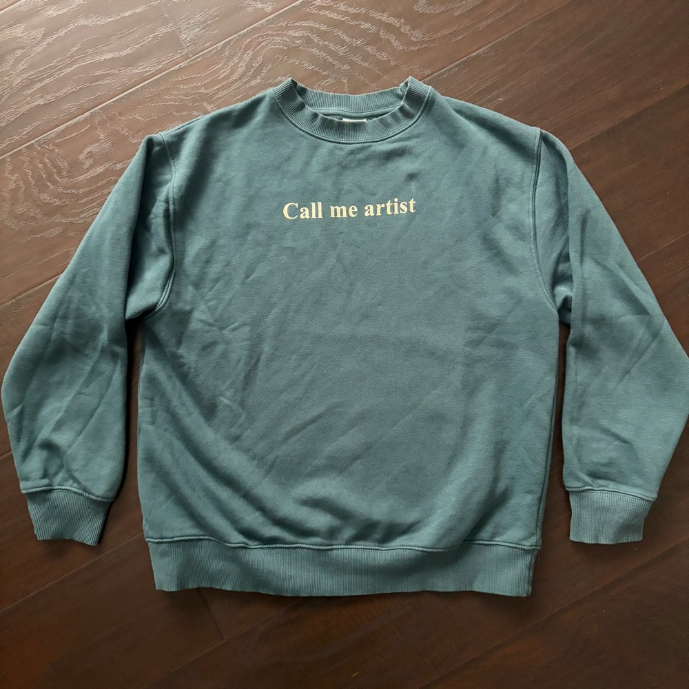 Zara “Call Me Artist” Seafoam Green Crewneck Sweatshirt